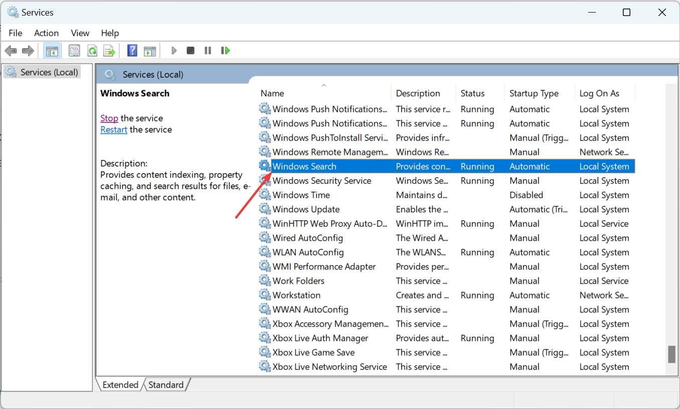 búsqueda de ventanas 