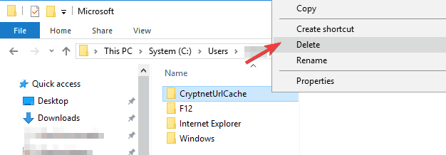 Eliminar la carpeta CryptnetUrlCache
