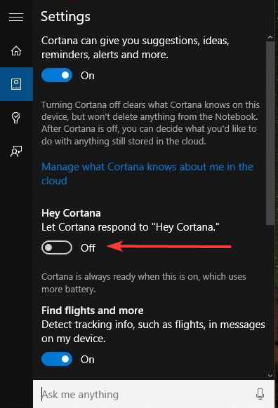 Cortana sigue apareciendo