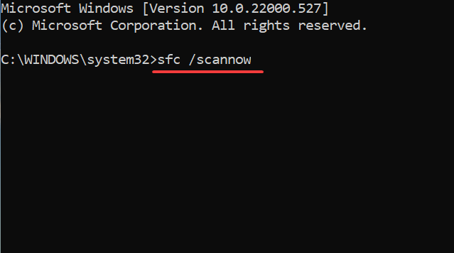 Run SFC scan to fix windows 11 error recovery