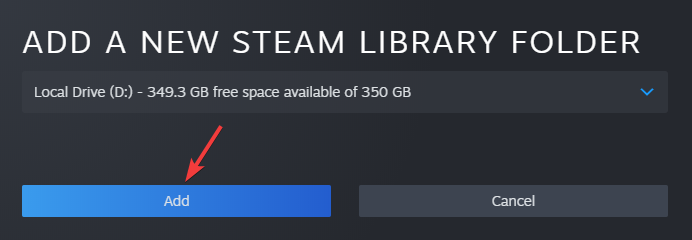 Agregar una nueva carpeta de la biblioteca de Steam