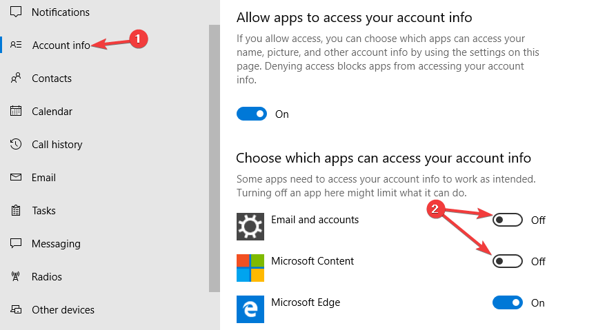 elija aplicaciones para acceder a la información de su cuenta No se pudieron verificar las credenciales de Windows