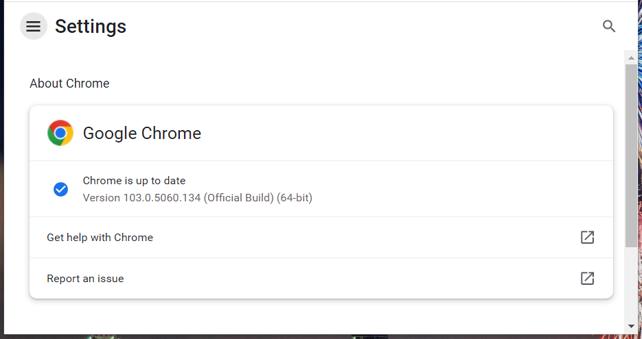 En los detalles de Chrome, Chrome dice que la descarga está en curso