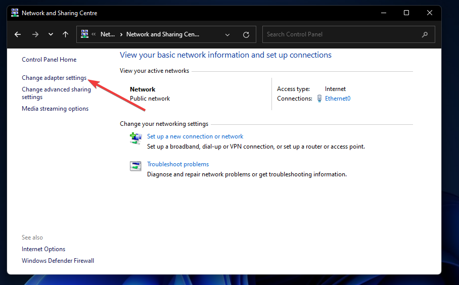 Modificați opțiunea setărilor adaptorului pentru monitorizarea vitezei rețelei Windows 11