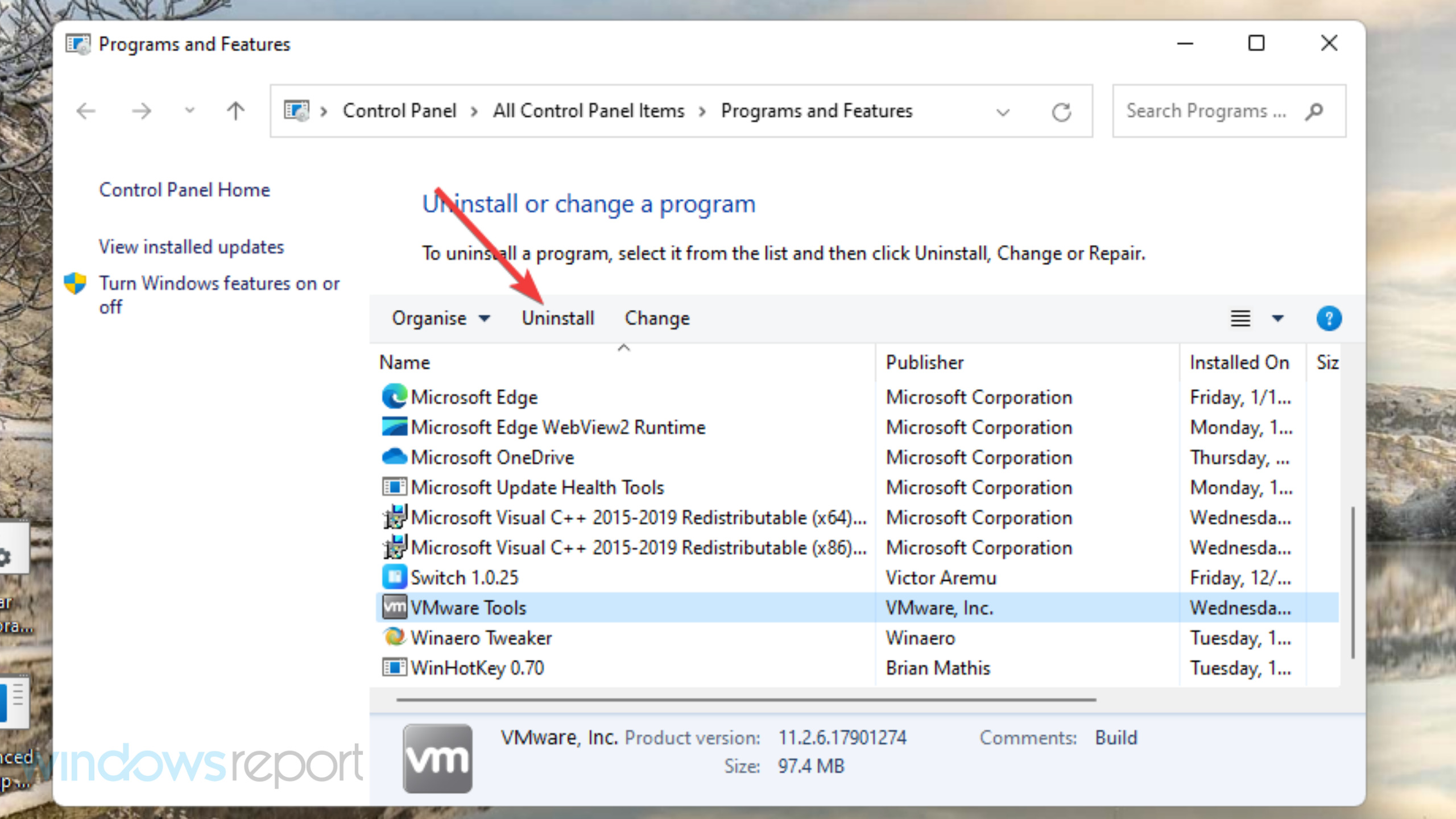 Uninstall option Windows Error Reporting Event ID 1001