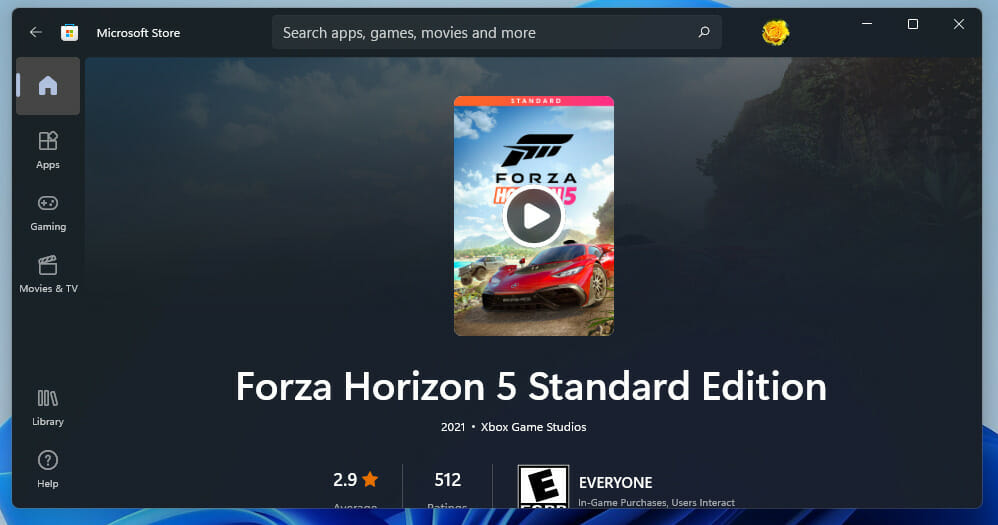 Pagina Forza Horizon 5 MS Store Forza Horizon 5 Windows 11 se prăbușește