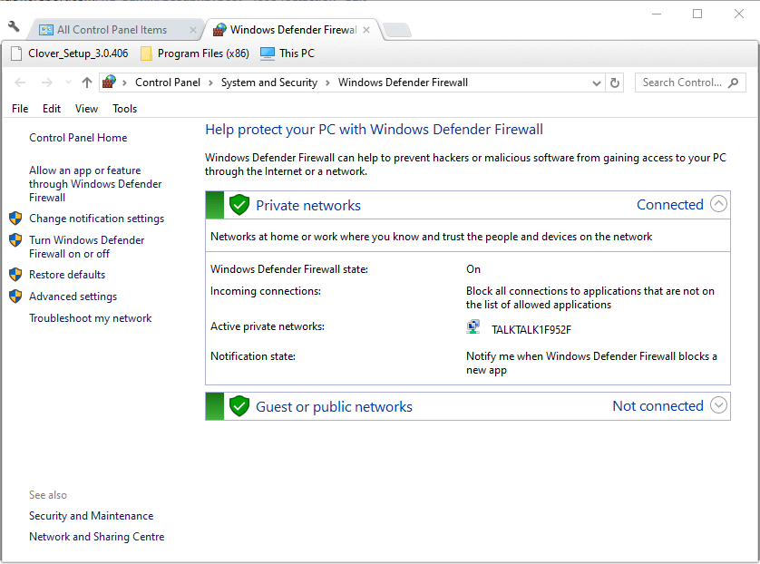 La advertencia del contador del subprograma Firewall de Windows Defender no se conecta al servidor
