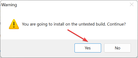 sí para instalar la desactivación de la marca de agua universal de Windows 11