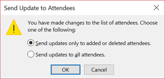 Enviar actualización de la ventana de Outlook a los participantes sobre cómo reenviar la invitación a la reunión