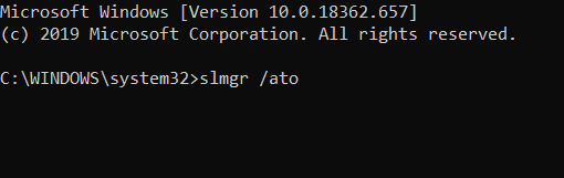 El comando slmgr /ato corrige el error de activación de Windows 10 0x80041023