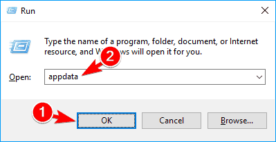 appdata run window The set of folders cannot be opened