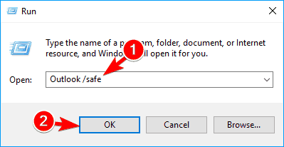 outlook run dialog The set of folders cannot be opened