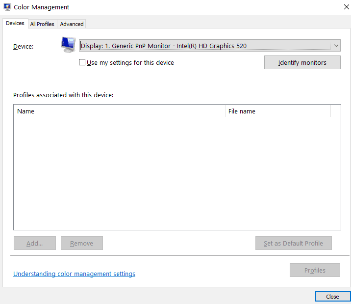 Gestión de color de Windows 10