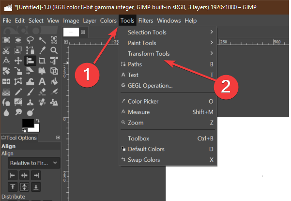 centrar el texto en las herramientas GIMP