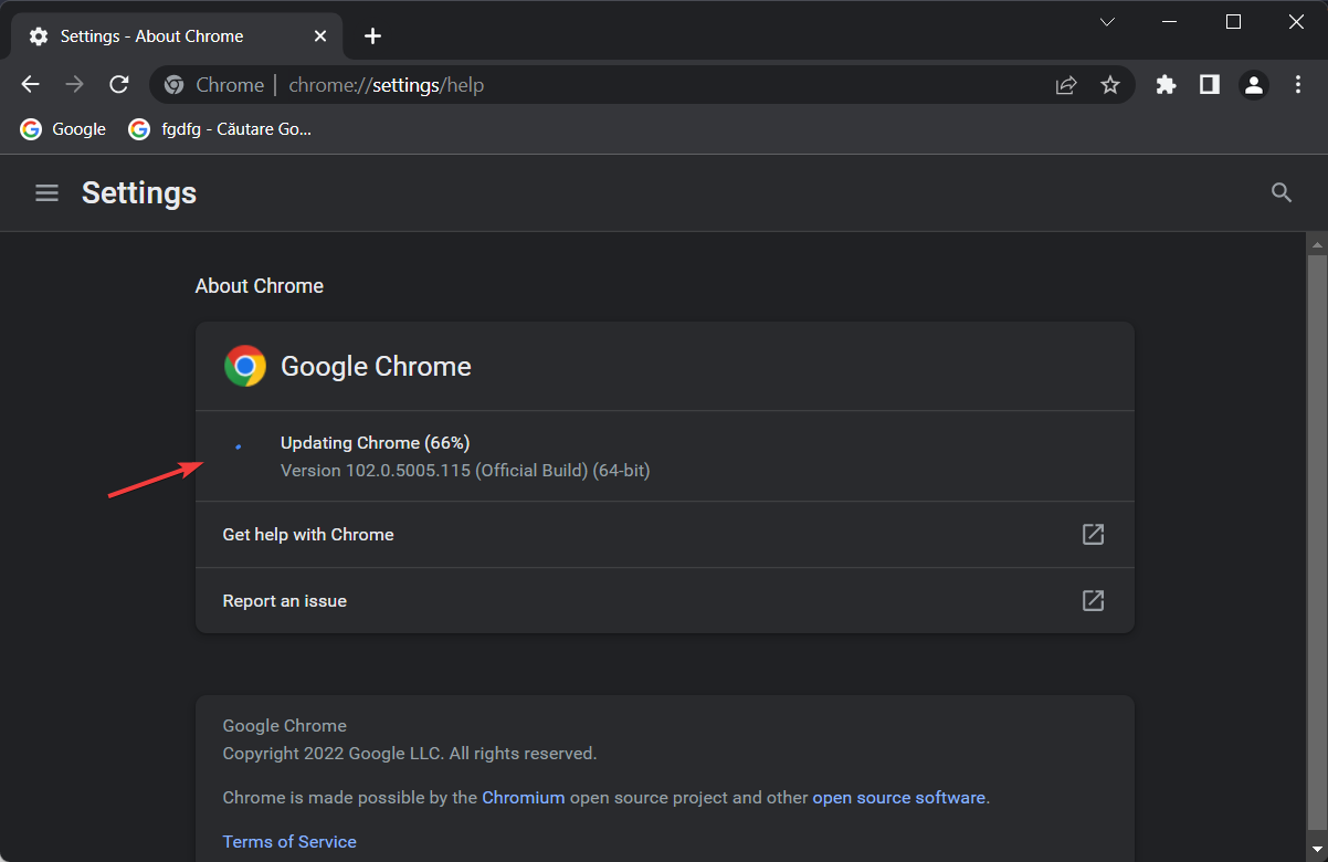 update-chrome Google Chrome no responde