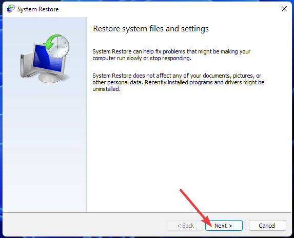 Error de activación de la herramienta de restauración del sistema de Windows 11 0x87e10bc6