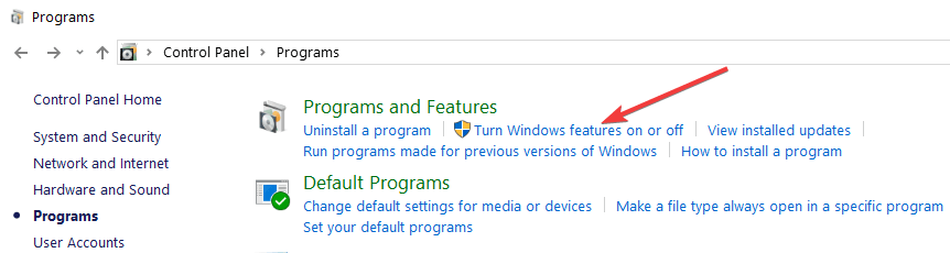 deshabilitar las características de Windows