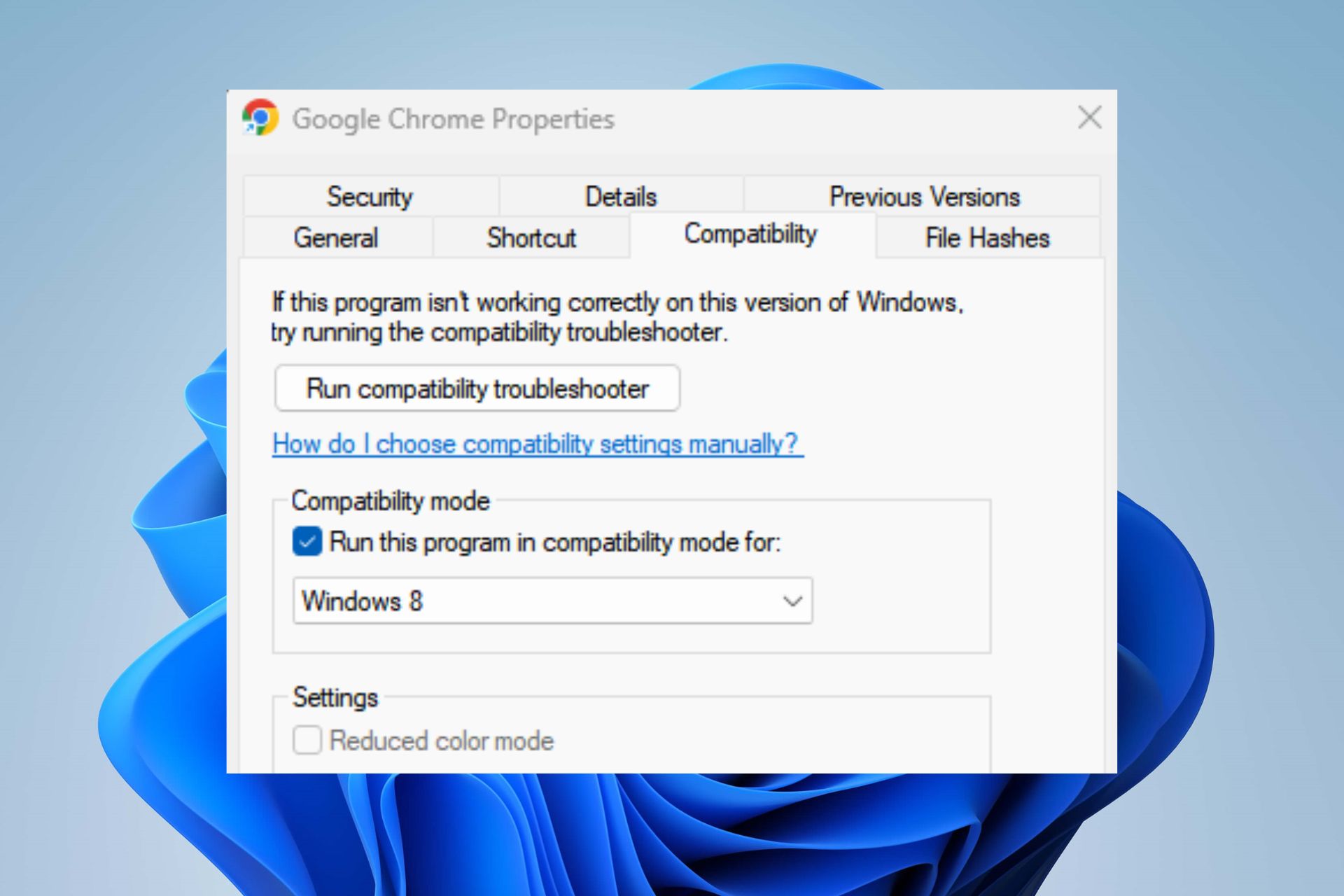 Configuración de la vista de compatibilidad de Chrome