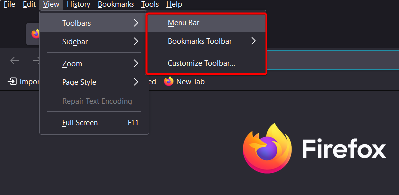 barra de herramientas de firefox opción de personalización barra de herramientas del navegador