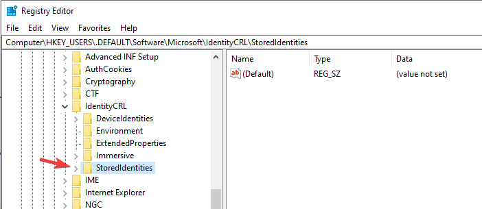 Editor de registro de identidad almacenada Su PC está fuera de línea Windows 8
