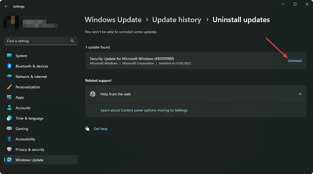 desinstalar actualización de windows 11