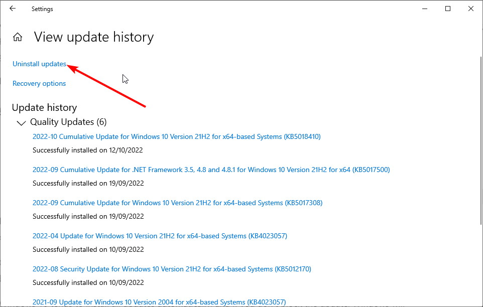 desinstale las actualizaciones deshaciendo los cambios realizados en su computadora con Windows 10