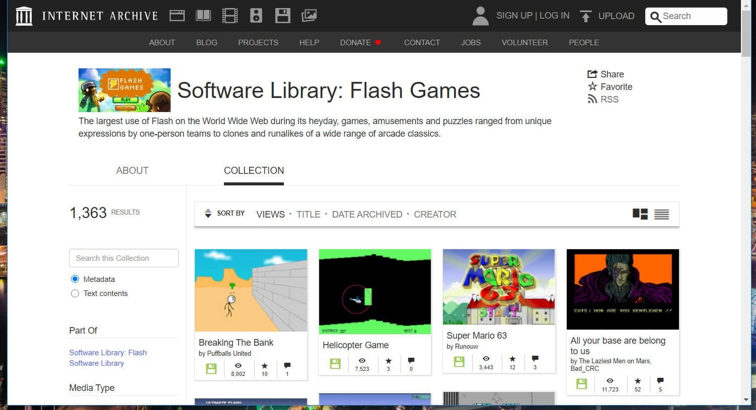 Sitio de Internet Archive cómo jugar juegos Adobe Flash sin Adobe Flash