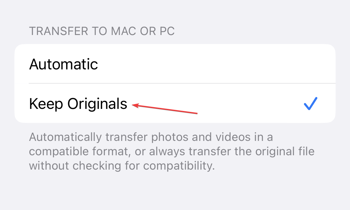 Guarde los originales para arreglarlo. No puedo acceder a las fotos del iPhone desde la computadora.