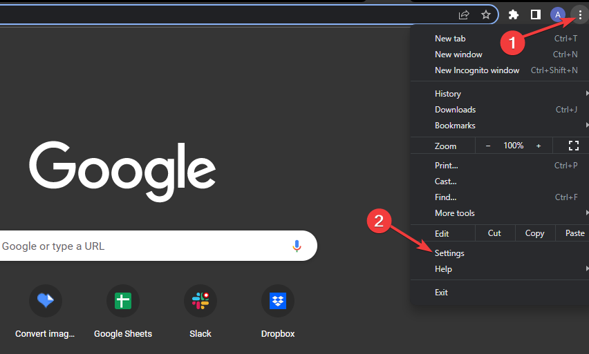 Configuración del navegador Chrome
