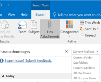 Tiene filtro de archivos adjuntos de Outlook cómo buscar archivos adjuntos