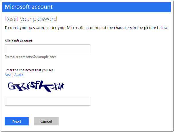 Restablecimiento de contraseña de la cuenta de Microsoft Su PC está fuera de línea Windows 8