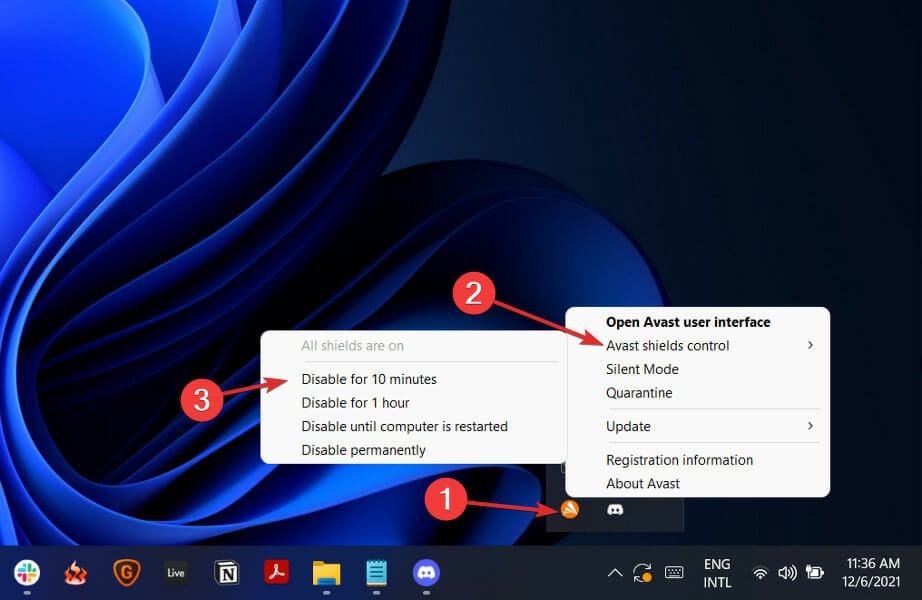 desactivar-antivirus-icono controlador xbox no reconocido Windows 11